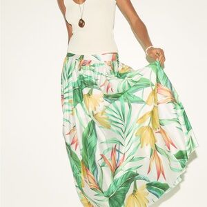 H&M Green and Yellow Floral Maxi Skirt